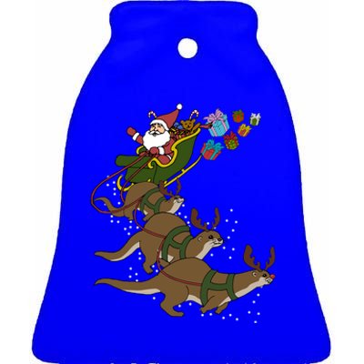 Otter Christmas Gift Ceramic Bell Ornament