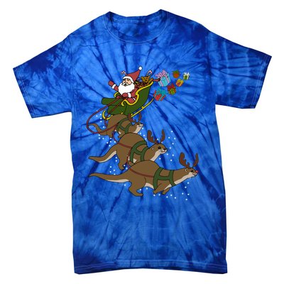 Otter Christmas Gift Tie-Dye T-Shirt