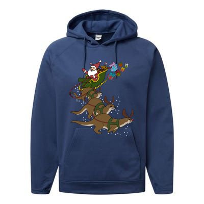 Otter Christmas Gift Performance Fleece Hoodie