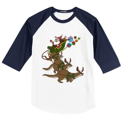 Otter Christmas Gift Baseball Sleeve Shirt