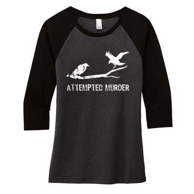 Ornithology Crows Grunge literary readers Women's Tri-Blend 3/4-Sleeve Raglan Shirt