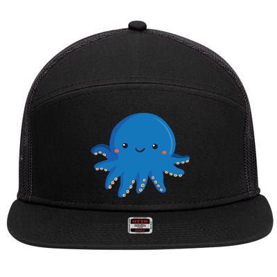 Octopus Cute Girl And Boy Octopus 7 Panel Mesh Trucker Snapback Hat