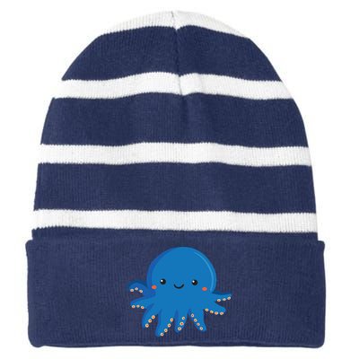 Octopus Cute Girl And Boy Octopus Striped Beanie with Solid Band