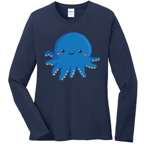 Octopus Cute Girl And Boy Octopus Ladies Long Sleeve Shirt