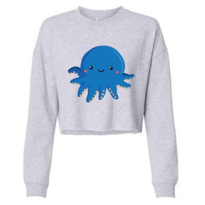 Octopus Cute Girl And Boy Octopus Cropped Pullover Crew