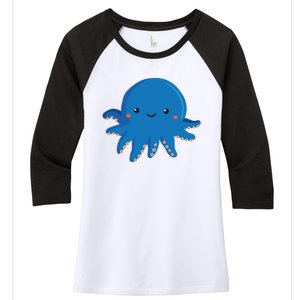 Octopus Cute Girl And Boy Octopus Women's Tri-Blend 3/4-Sleeve Raglan Shirt