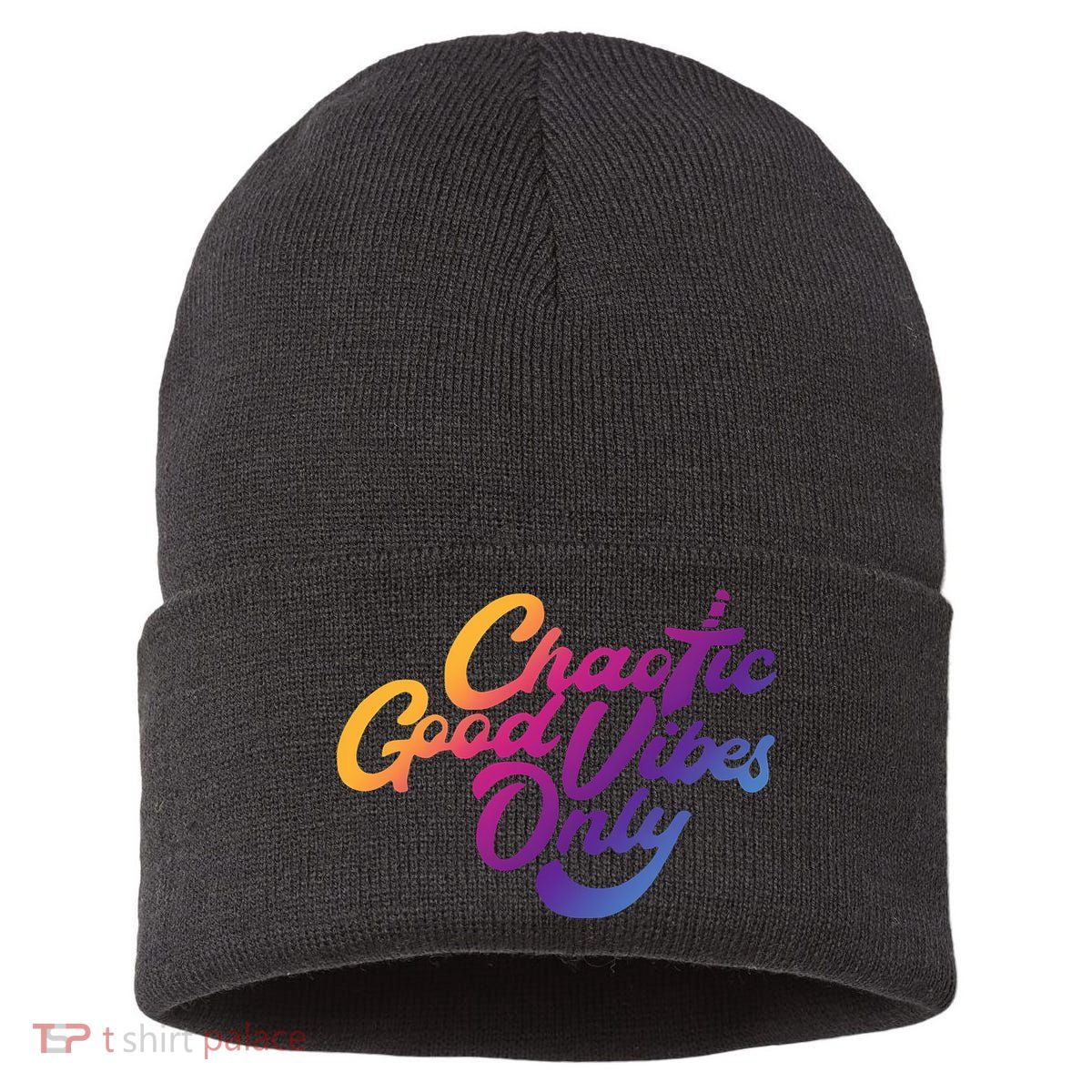 Outsidexbox Chaotic Good Vibes Only Sustainable Knit Beanie