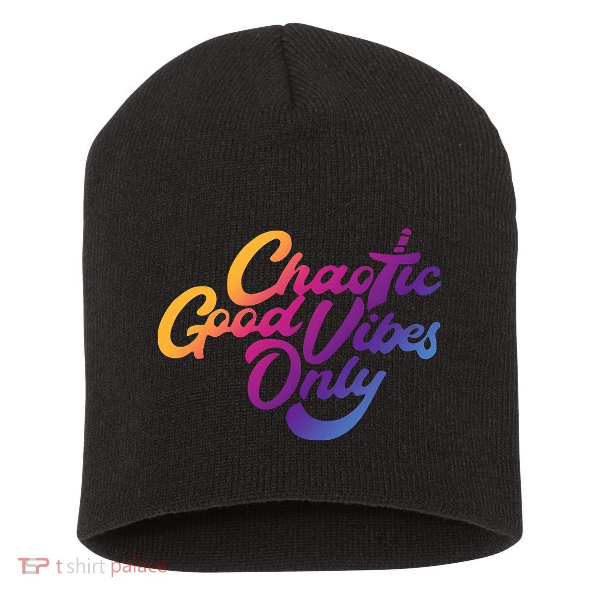 Outsidexbox Chaotic Good Vibes Only Short Acrylic Beanie