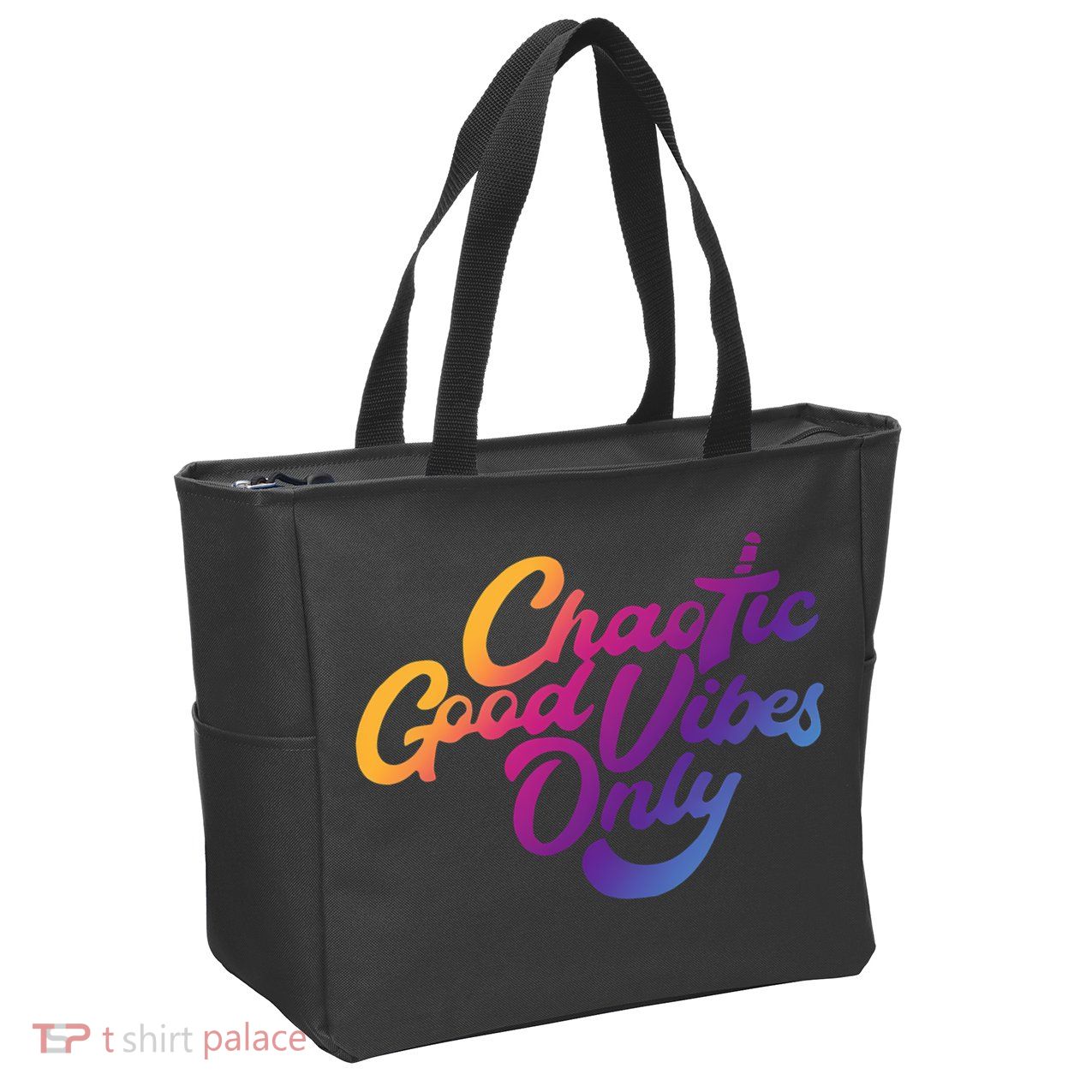Outsidexbox Chaotic Good Vibes Only Zip Tote Bag