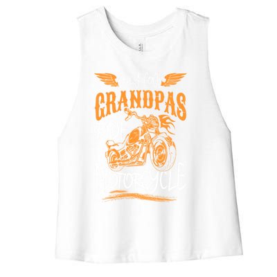 Only Cool Grandpas Ride Motorcycles Funny Grandfather Funny Gift Cool Gift Women's Racerback Cropped Tank