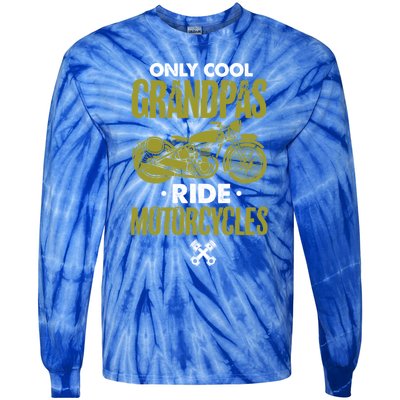 Only Cool Grandpas Ride Motorcycles Grandpa Fathers Day Gift Tie-Dye Long Sleeve Shirt