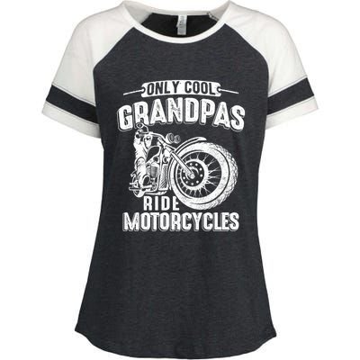 Only Cool Grandpas Ride Motorcycles Motor Grandpa Biker Gift Enza Ladies Jersey Colorblock Tee