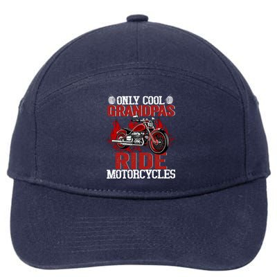 Only Cool Grandpas Ride Motorcycles Gift 7-Panel Snapback Hat