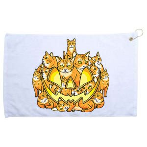 Orange Cats Halloween Jack O Lantern Scary Pumpkin Grommeted Golf Towel