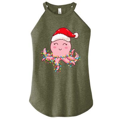 Octopus Christmas Hat Festive Holiday Gift for Octopus Lovers Women’s Perfect Tri Rocker Tank