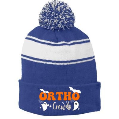 Ortho Crew Halloween Skeleton Orthopedic Assistant Nurse Great Gift Stripe Pom Pom Beanie