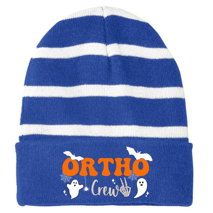 Ortho Crew Halloween Skeleton Orthopedic Assistant Nurse Great Gift Striped Beanie with Solid Band