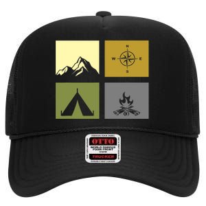 Outdoor Camping Hiking Backpacking Camping High Crown Mesh Back Trucker Hat