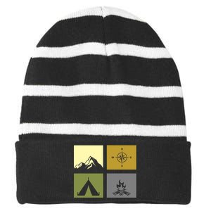 Outdoor Camping Hiking Backpacking Camping Striped Beanie with Solid Band