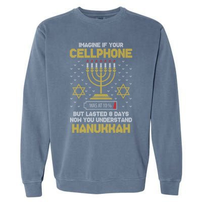 Orah Cellphone Hanukkah Jewish Ugly Christmas Sweater Cute Gift Garment-Dyed Sweatshirt