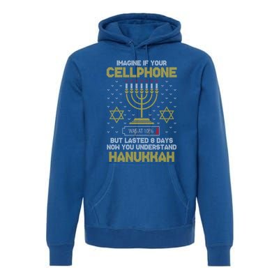 Orah Cellphone Hanukkah Jewish Ugly Christmas Sweater Cute Gift Premium Hoodie