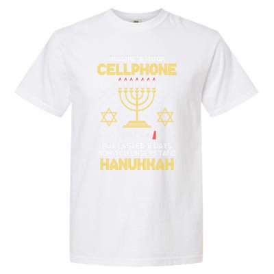 Orah Cellphone Hanukkah Jewish Ugly Christmas Sweater Cute Gift Garment-Dyed Heavyweight T-Shirt