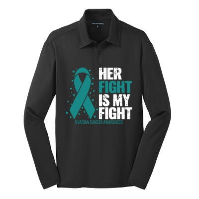 Ovarian Cancer Her Fight My Fight Ovarian Cancer Awareness Silk Touch Performance Long Sleeve Polo