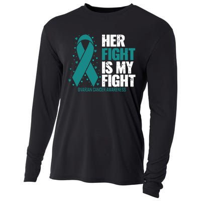 Ovarian Cancer Her Fight My Fight Ovarian Cancer Awareness Cooling Performance Long Sleeve Crew