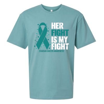 Ovarian Cancer Her Fight My Fight Ovarian Cancer Awareness Sueded Cloud Jersey T-Shirt