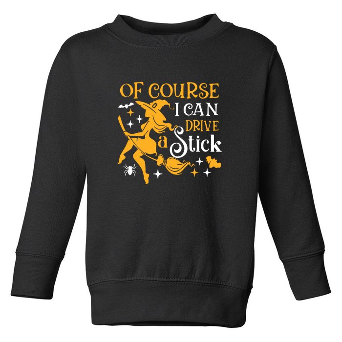 Of Course I Can Drive A Stick Funny Witch Halloween Toddler Sweatshirt