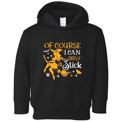 Of Course I Can Drive A Stick Funny Witch Halloween Toddler Hoodie