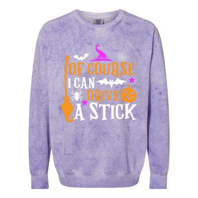 Of Course I Can Drive A Stick Funny Witch Halloween Colorblast Crewneck Sweatshirt