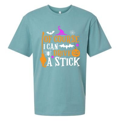 Of Course I Can Drive A Stick Funny Witch Halloween Sueded Cloud Jersey T-Shirt