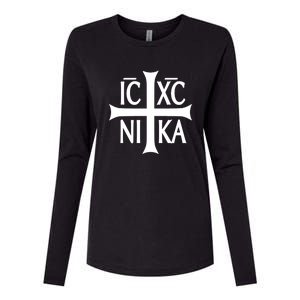 Orthodox Cross ICXC Womens Cotton Relaxed Long Sleeve T-Shirt