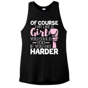 Of Course I Hit Like A Girl Boxing Kickboxer Gym Boxer Ladies PosiCharge Tri-Blend Wicking Tank