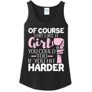 Of Course I Hit Like A Girl Boxing Kickboxer Gym Boxer Ladies Essential Tank