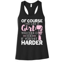 Of Course I Hit Like A Girl Boxing Kickboxer Gym Boxer Women's Racerback Tank