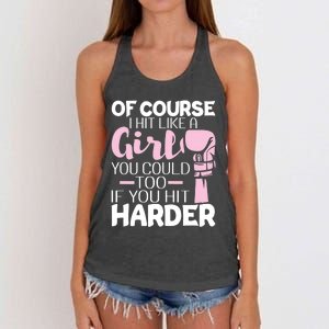 Of Course I Hit Like A Girl Boxing Kickboxer Gym Boxer Women's Knotted Racerback Tank