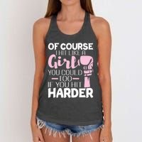 Of Course I Hit Like A Girl Boxing Kickboxer Gym Boxer Women's Knotted Racerback Tank