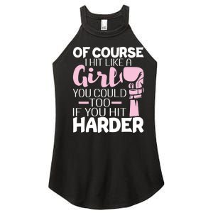 Of Course I Hit Like A Girl Boxing Kickboxer Gym Boxer Women's Perfect Tri Rocker Tank