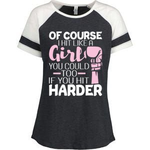 Of Course I Hit Like A Girl Boxing Kickboxer Gym Boxer Enza Ladies Jersey Colorblock Tee