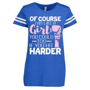 Of Course I Hit Like A Girl Boxing Kickboxer Gym Boxer Enza Ladies Jersey Football T-Shirt