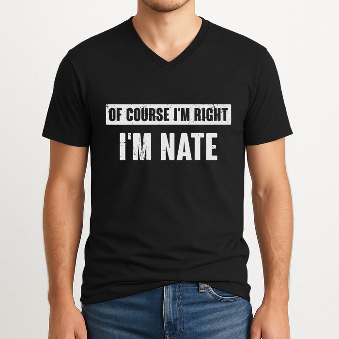 Of Course IM Right IM Nate Funny Nate Name Gift V-Neck T-Shirt