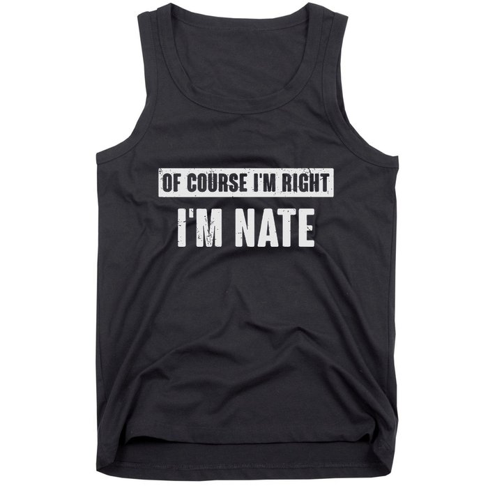 Of Course IM Right IM Nate Funny Nate Name Gift Tank Top