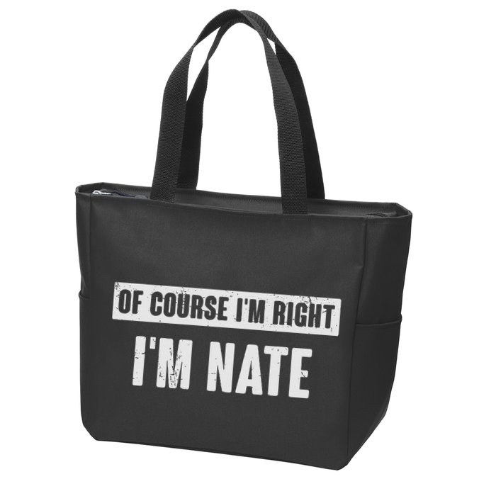 Of Course IM Right IM Nate Funny Nate Name Gift Zip Tote Bag
