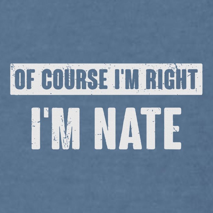 Of Course IM Right IM Nate Funny Nate Name Gift Garment-Dyed Sweatshirt