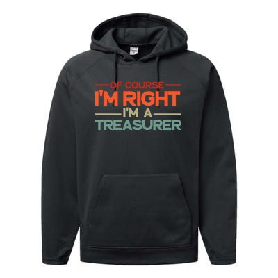 Of Course IM Right IM A Treasurer Funny Performance Fleece Hoodie