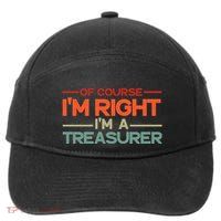 Of Course IM Right IM A Treasurer Funny 7-Panel Snapback Hat