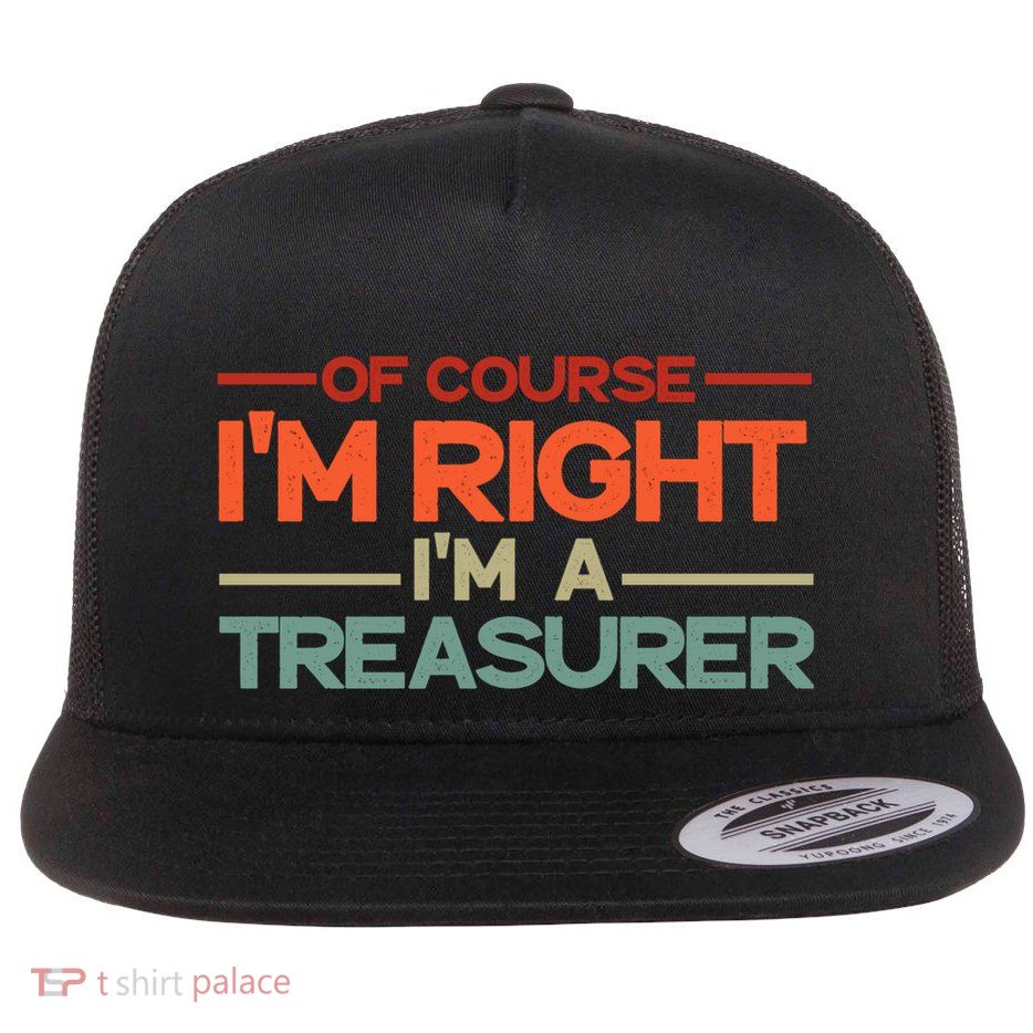 Of Course IM Right IM A Treasurer Funny Flatbill Hat
