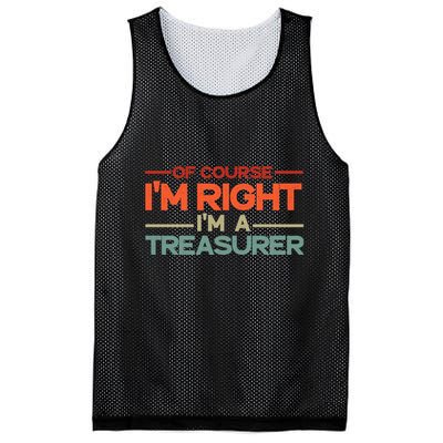Of Course IM Right IM A Treasurer Funny Mesh Reversible Basketball Jersey Tank